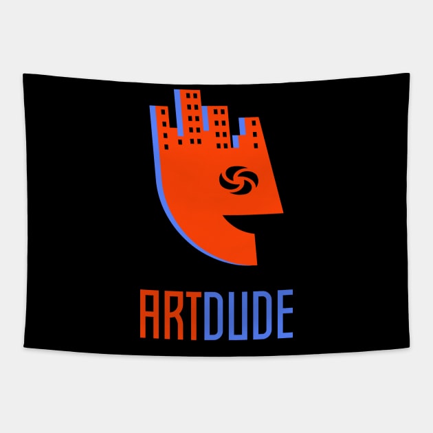 YourArtDude Logo In Red And Lt. Blue Tapestry by yourartdude