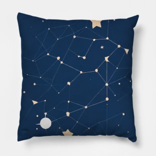 Nighttime Wonders - Navigating the Mystique of Cosmic Patterns Pillow