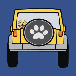 Dog in Yellow Jeep T-Shirt