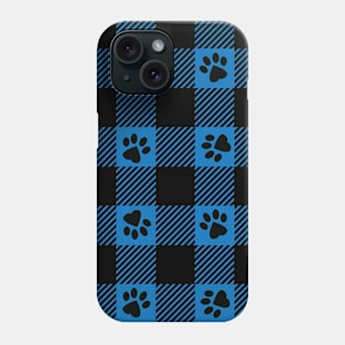 Paw Print Plaid Blue Phone Case