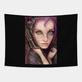 A gorgeous Witch design with electric blue eyes , From the witch collection. Tapestry