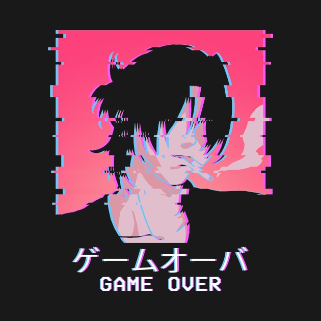 Emo Anime Boy Game Over Lofi Vaporwave Otaku Weeb by Alex21