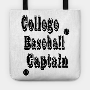 College Baseball Captain Typographic Design - Baseball Lover's Delight Tote