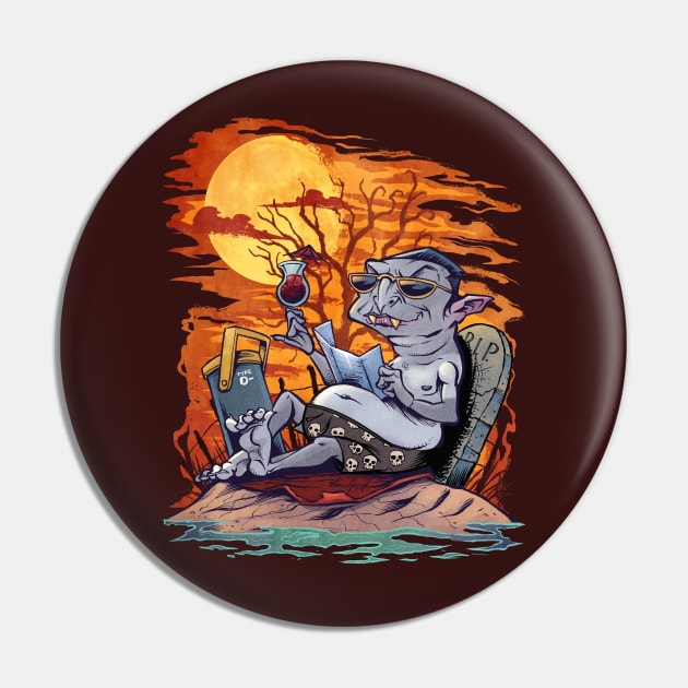 Dracula at the Beach Pin by FlylandDesigns