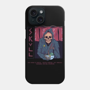 Grim Reaper Death Skull Eating Ramen Earth The World Is Mortal Phone Case