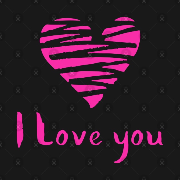 Pink Heart and I Love You Calligraphy by ArchiTania