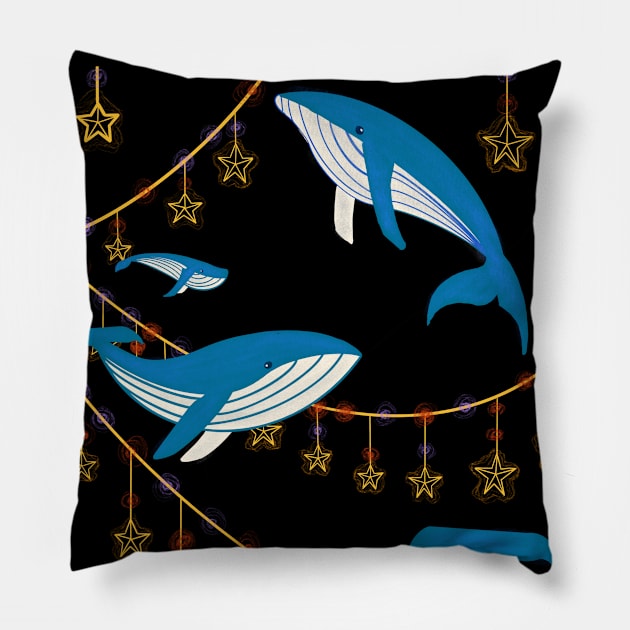 Flying whales Pillow by DeRosaDesign