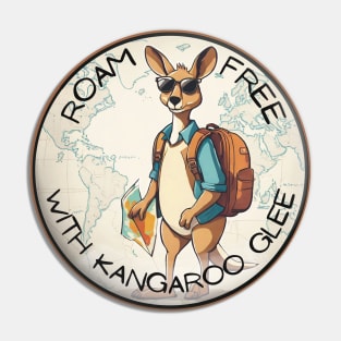Roam Free with Kangaroo Glee Aussie traveller Pin