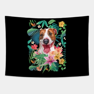 Tropical Red Pit Bull Pitbull 3 Tapestry