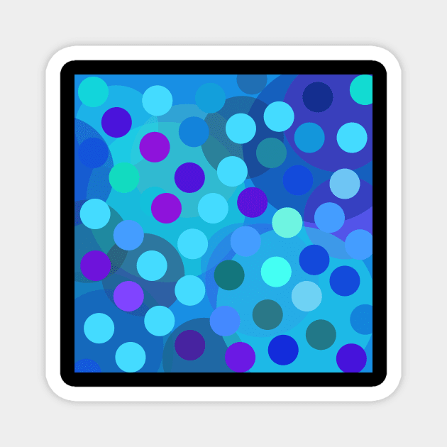 blue and purple pop art polka dot pattern Magnet by pauloneill-art