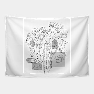 Doodle sheet grey Tapestry