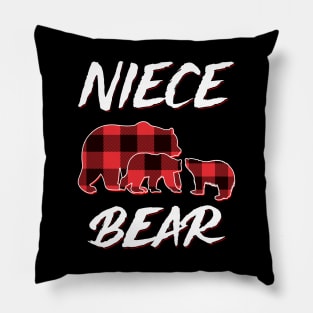 Niece Bear Red Plaid Christmas Pajama Matching Family Gift Pillow