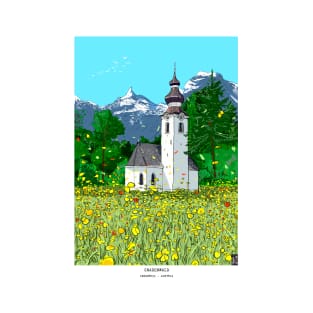 Gnadenwald Innsbruck Austria Landscape Illustration T-Shirt