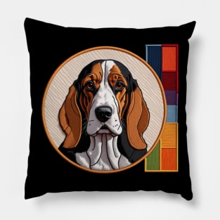 Basset Hound Colorblock Embroidered Patch Pillow