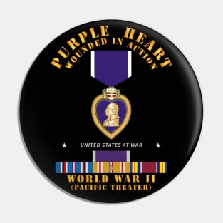 Purple Heart - WIA w WWII SVC w Purple Heart - Pacific Pin