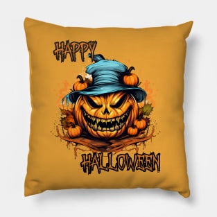 Spooky Pumpkin Happy Halloween Pillow