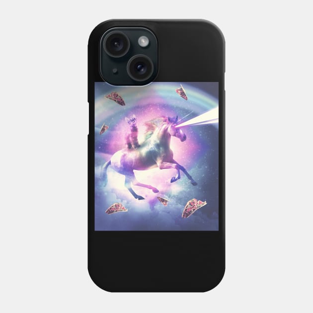 Space Cat Riding Unicorn - Laser, Tacos And Rainbow Phone Case by Random Galaxy