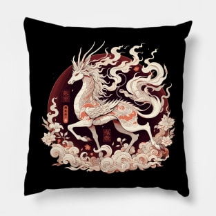 Mystical Kirin Illustration Artwork Pillow