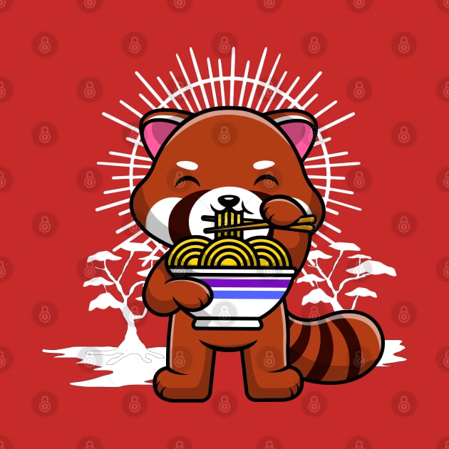 Red Panda Eating Ramen by Fj Greetings