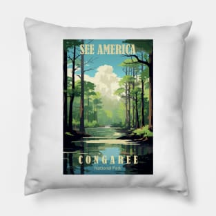 Congaree National Park Travel Poster Pillow