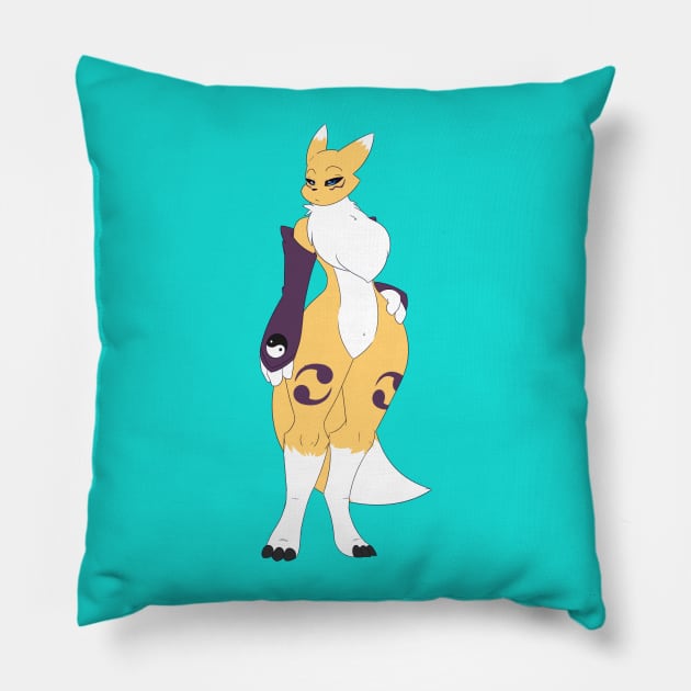 Renamon Digimon Pillow by Dewwydarts