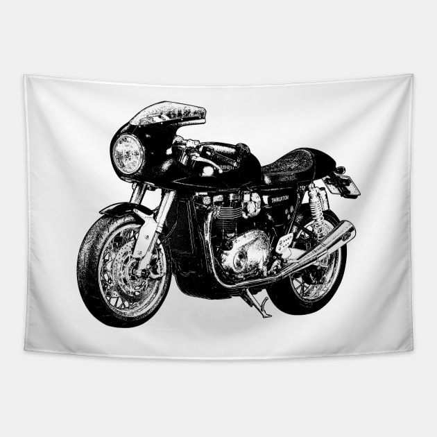 Thruxton R Cafe Racer Sketch Art Tapestry by KAM Std