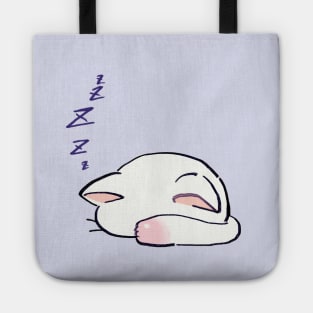 I draw lucky star white cat sleeping with its head down Tote