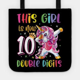 This Girl Is Now 10 Double Digits 10th Birthday Unicorn Tote