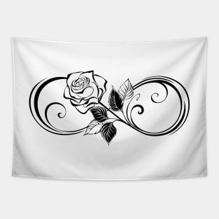 Infinity symbol with outline rose Tapestry