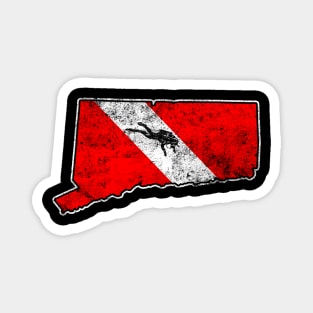 Connecticut Dive Flag Scuba Diving State Map Dive Flag Distressed Magnet