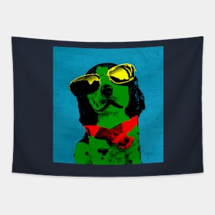 FUNNY DOG! Green Blue Tapestry