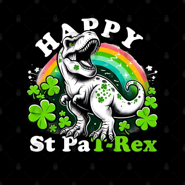 Kids Happy St PaT-Rex Dinosaur Saint Patrick's Day For Boys Girls by click2print