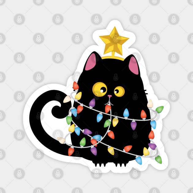 Funny Christmas black cat Magnet by AnnArtshock