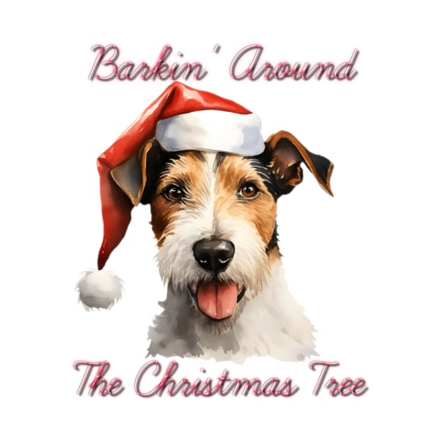 Christmas Fox Terrier Dog in Santa Hat by Pawsitive Curios