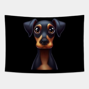 Playful Doberman Pinscher Graphic Design Tapestry