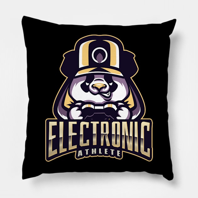 Esports! Eelectronic athlete, gamer panda! Pillow by Johan13