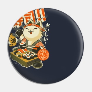 Sushi Chef Cat  Funny Restaurant Kitty  Japanese Food Classic Pin