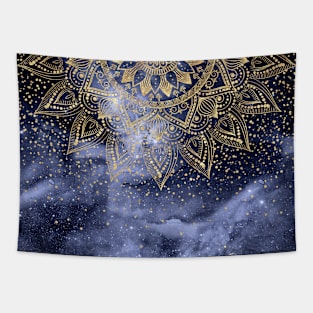 whimsical gold mandala confetti design Tapestry