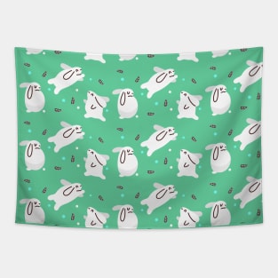 amazing green bunny pattern Tapestry