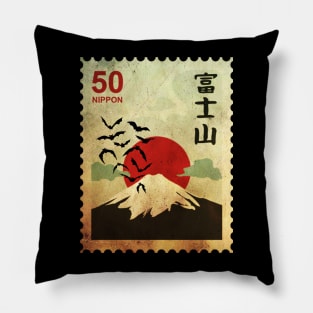 Mount Fuji Japanese Stamp Pillow