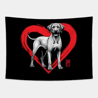 I Love My Rhodesian Ridgeback - I Love my dog - Brave dog Tapestry