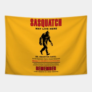 Sasquatch Cryptid Activity Sign Tapestry