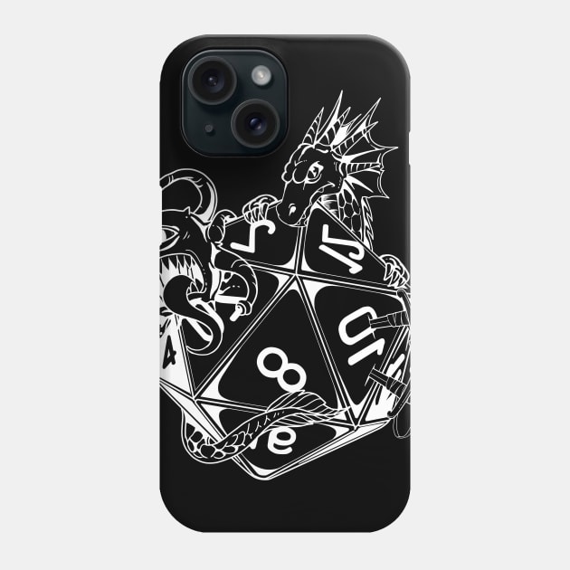 Retro DM Tabletop Gaming Gift Print Vintage Dragons D20 Dice Print Phone Case by Linco