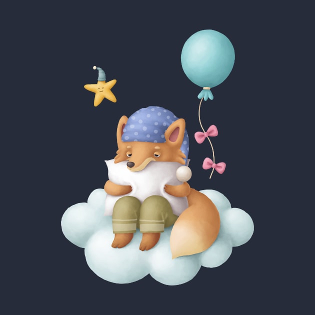 Sleepy fox on the cloud by KOTOdesign