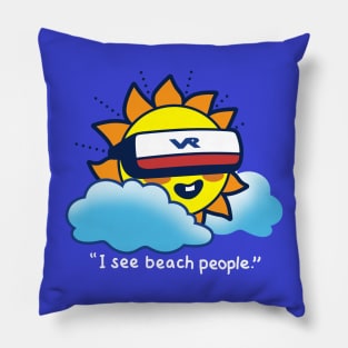 Funny Cute Kawaii Sun Movie Quote Virtual Reality Summer Sun Beach Cartoon Pillow