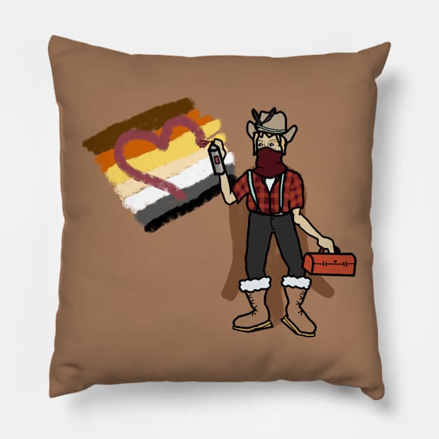 Bear Flag Graffiti Pillow by LochNestFarm