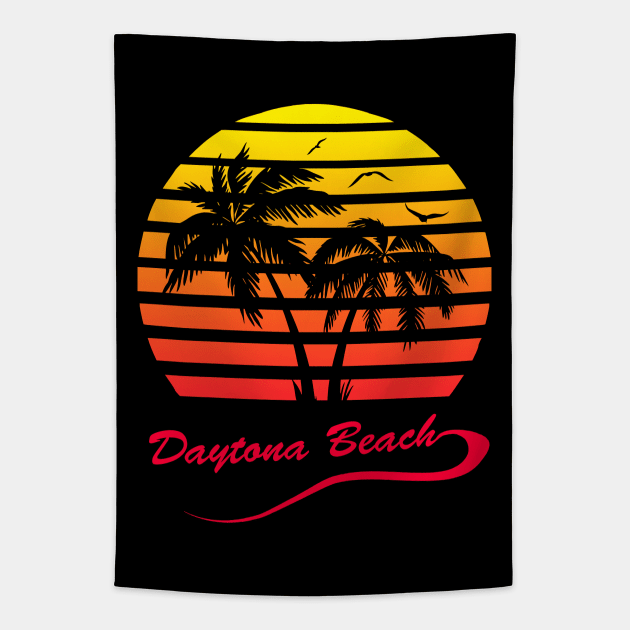 Daytona Beach 80s Sunset Tapestry by Nerd_art