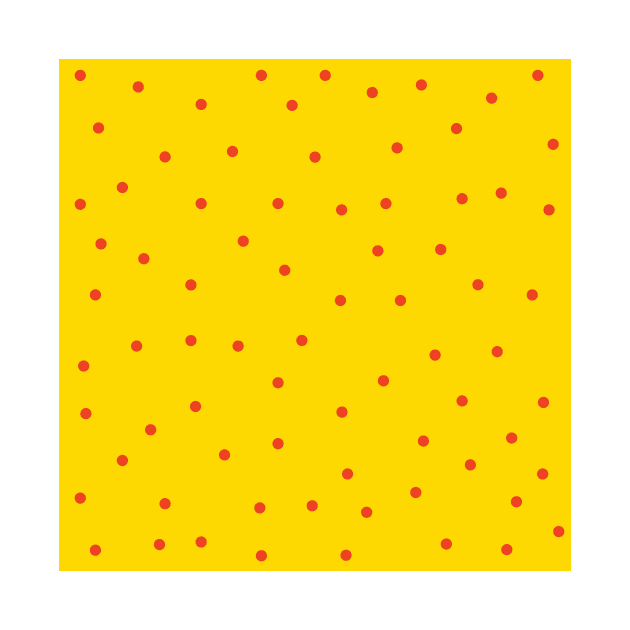 Orange Polka Dots on Yellow Background by Lusy