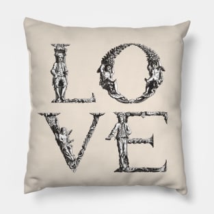 Dramabite Love Vintage Retro Typography Text Ornamental illustration Pillow