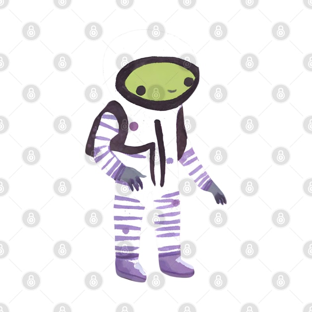 Cute Watercolor Alien Astronaut by FarmOfCuties